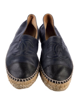 Chanel Interlocking CC Logo Leather Espadrilles