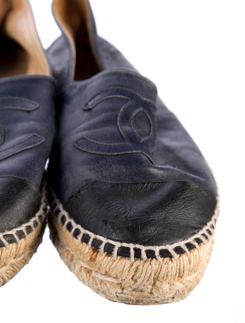 Chanel Interlocking CC Logo Leather Espadrilles