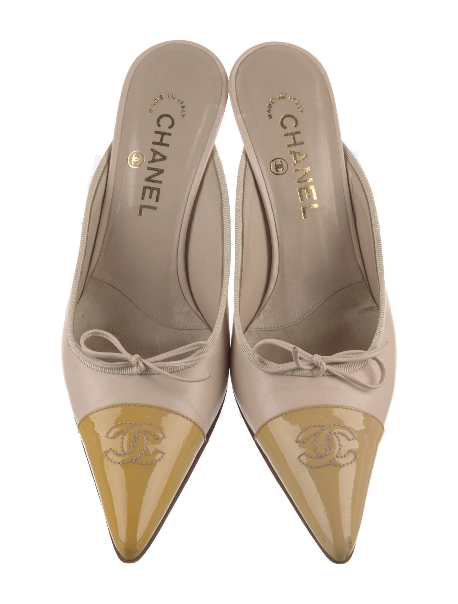 Chanel Interlocking CC Logo Leather Mules