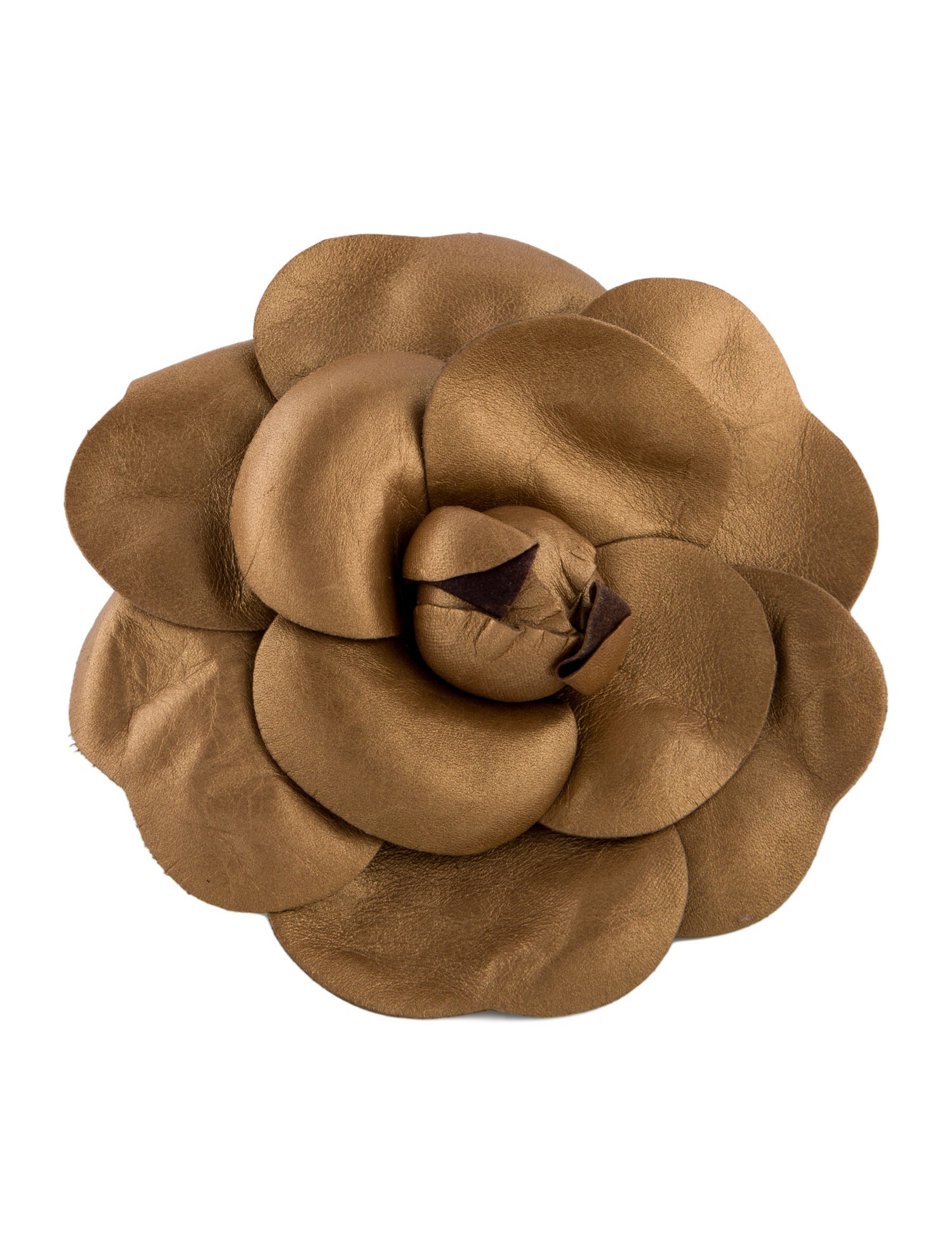 Chanel Vintage Leather Camellia Brooch