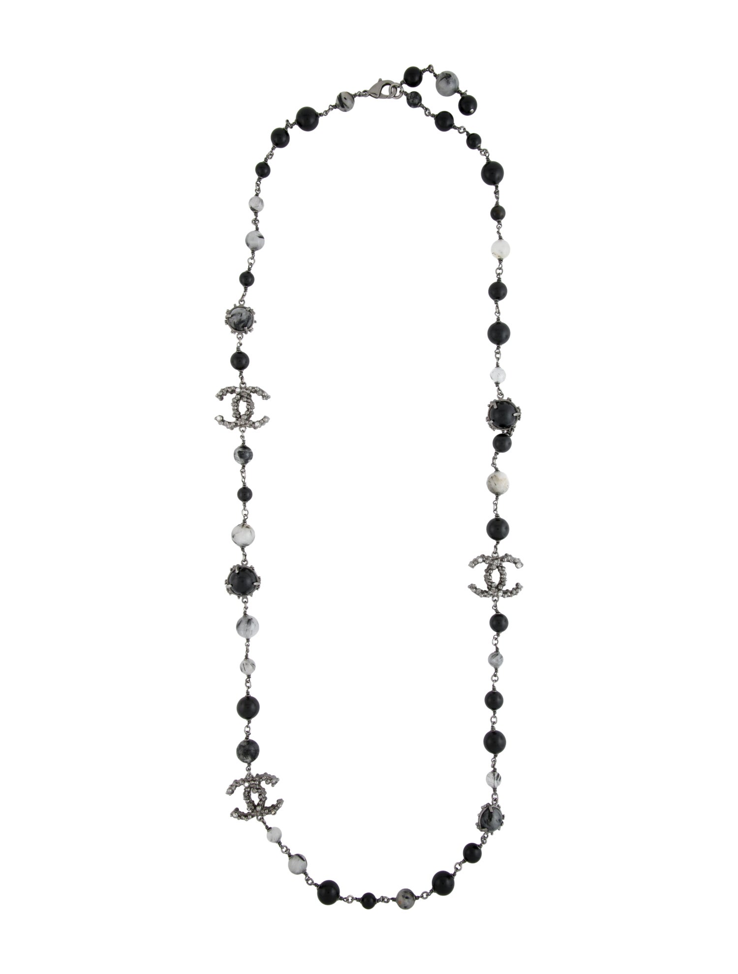 Chanel Strass & Resin CC Bead Strand Necklace