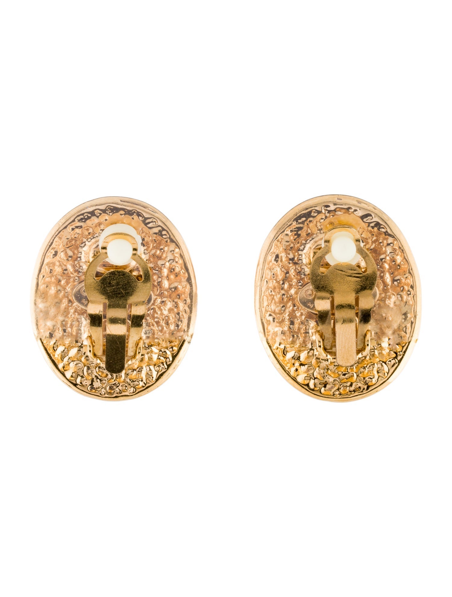 Chanel Vintage Oval CC Clip-On Earrings