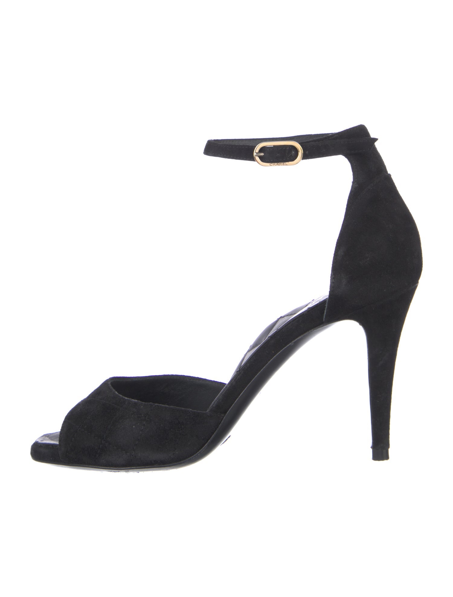 Chanel Interlocking CC Logo Suede Sandals