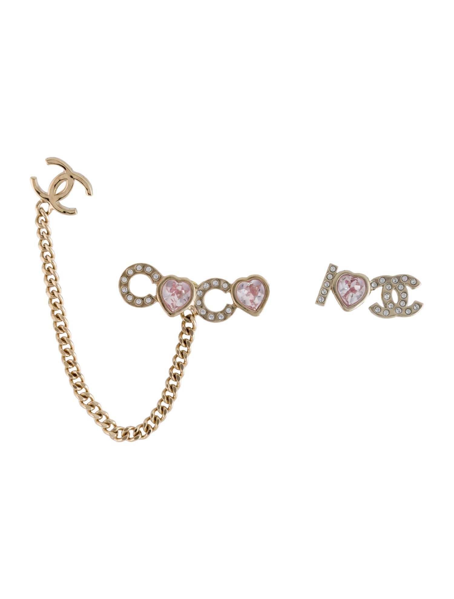Chanel 2022 Strass 'I Love CC Coco' Mismatched Earrings