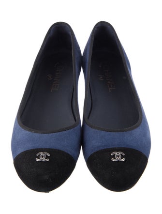 Chanel Interlocking CC Logo Suede Ballet Flats