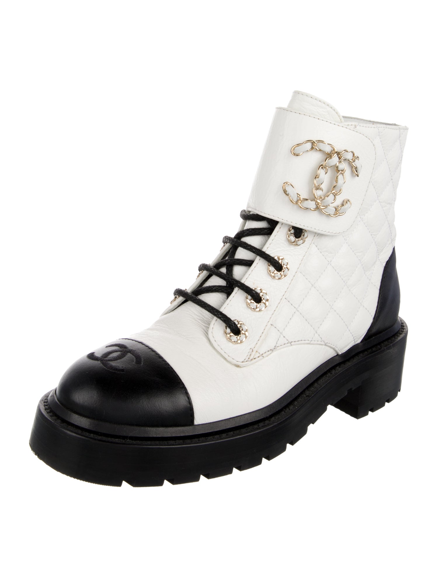 Chanel 2020 Interlocking CC Logo Combat Boots