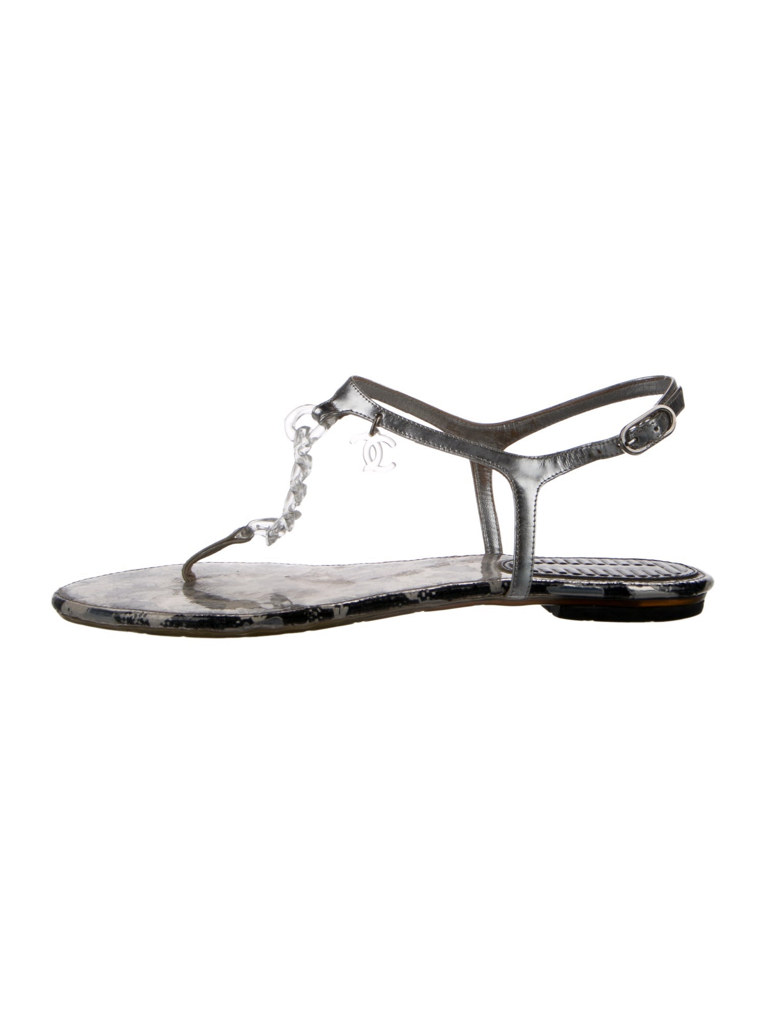 Chanel 2010 Interlocking CC Logo T-Strap Sandals