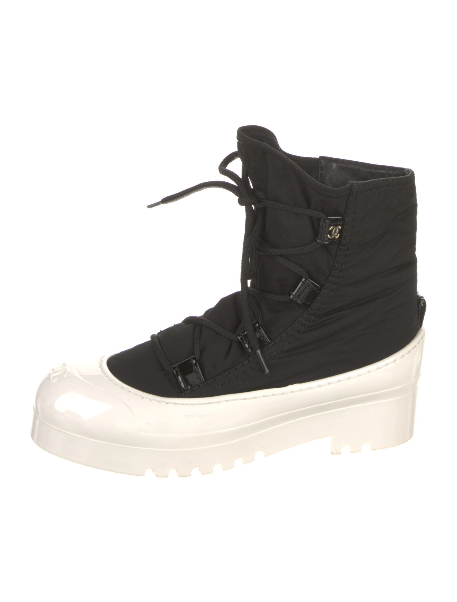 Chanel 2019 Interlocking CC Logo Lace-Up Boots