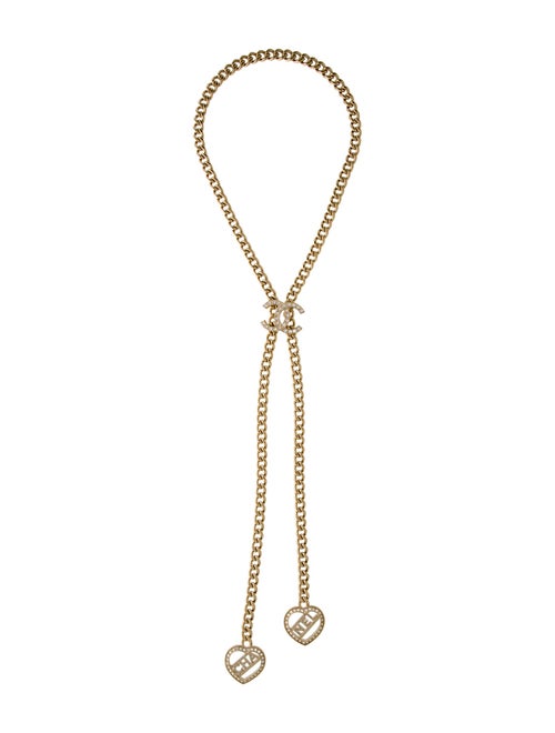 Chanel 2023 Strass 'CHA' 'NEL' Lariat Necklace