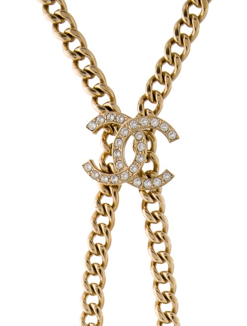 Chanel 2023 Strass 'CHA' 'NEL' Lariat Necklace