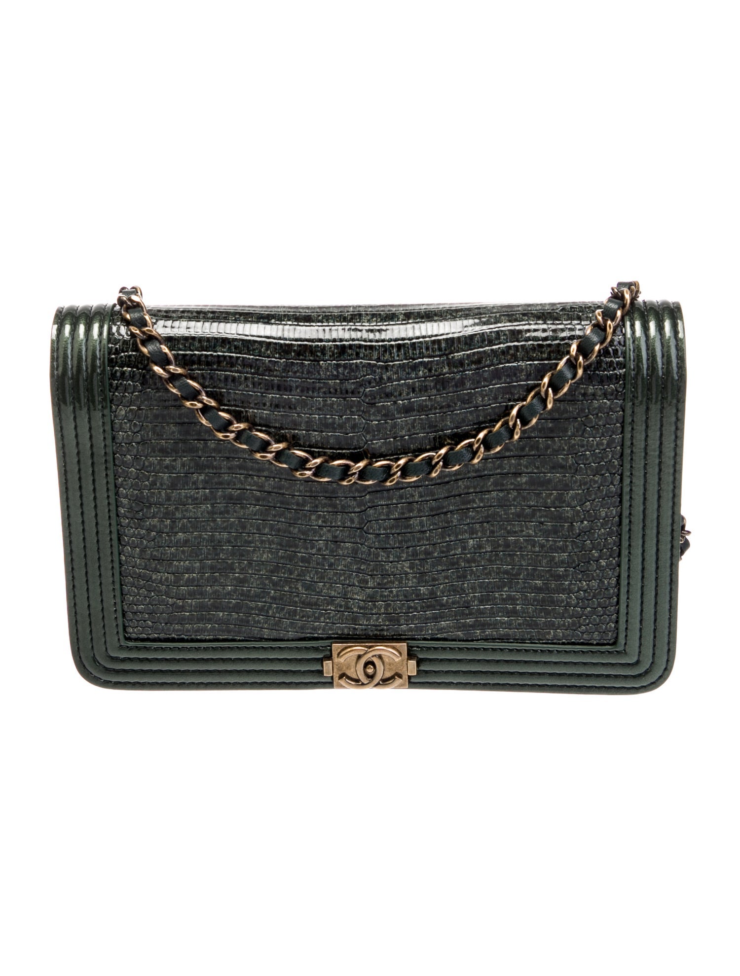 Chanel Lizard Boy Wallet On Chain