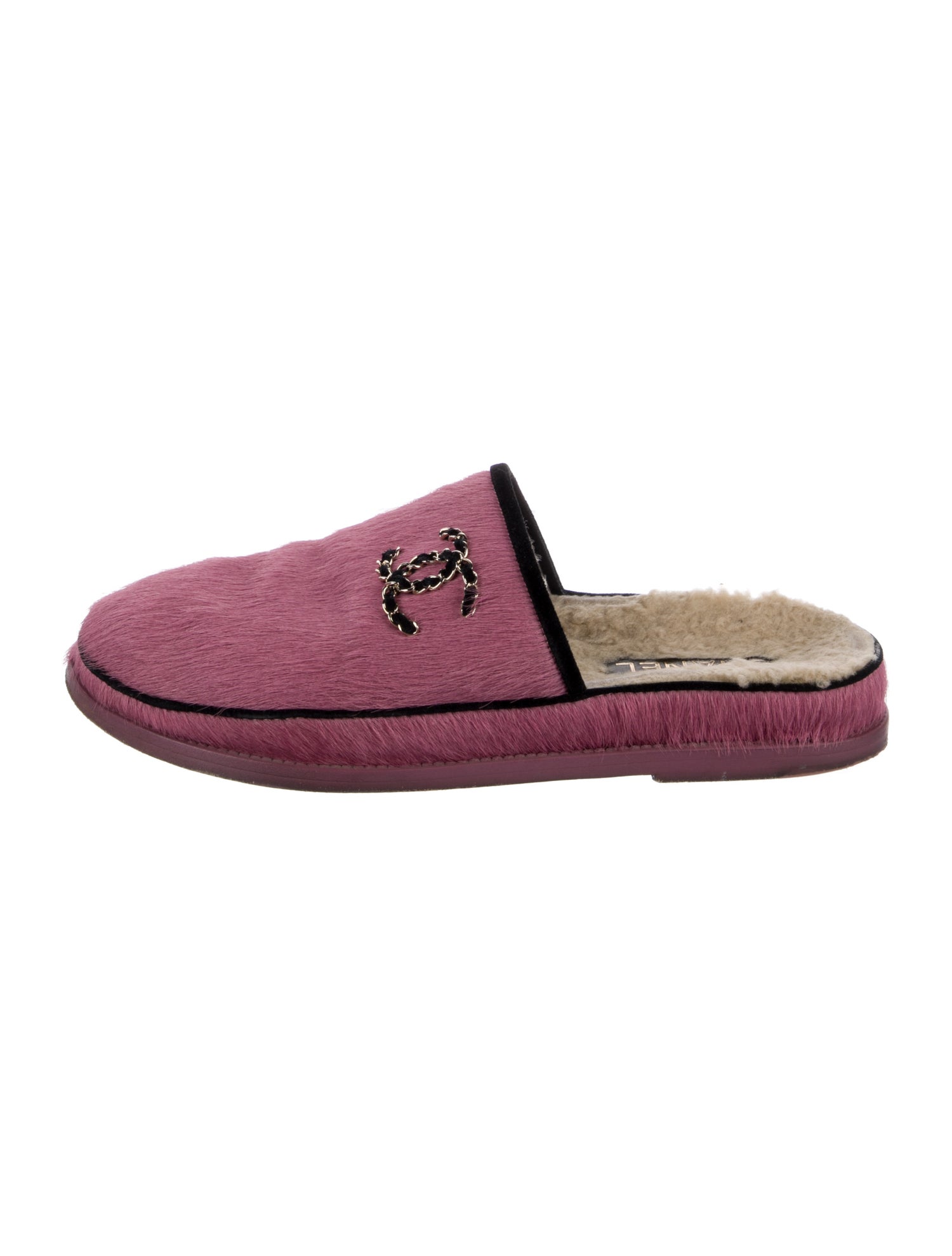 Chanel Interlocking CC Logo Ponyhair Mules