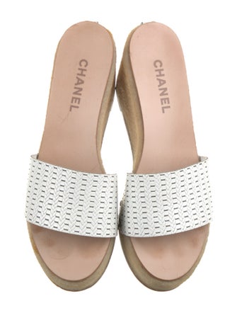 Chanel Interlocking CC Logo Leather Slides