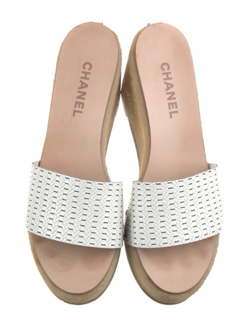 Chanel Interlocking CC Logo Leather Slides