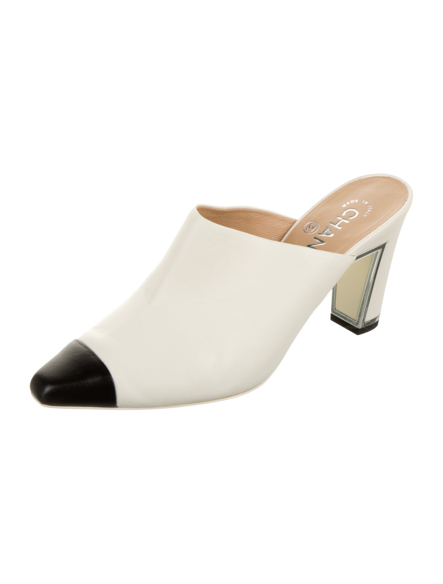 Chanel Interlocking CC Logo Leather Mules