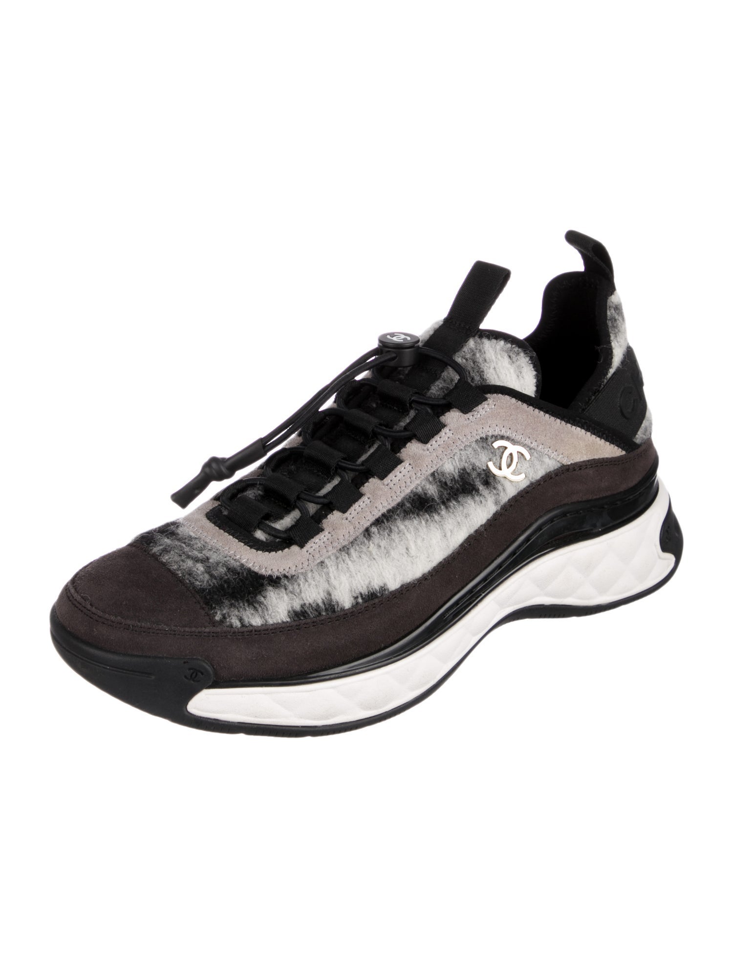 Chanel Interlocking CC Logo Wool Sneakers