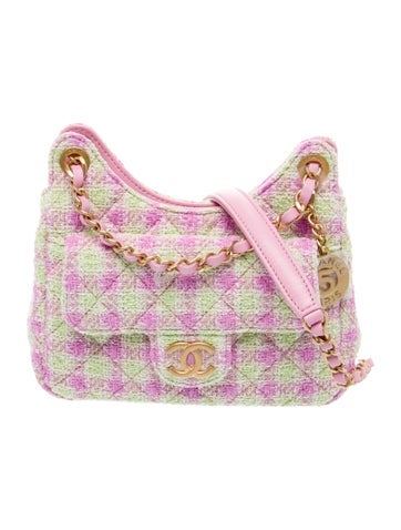 Chanel Crossbody Bags 2025 Tweed Small Wavy CC Hobo