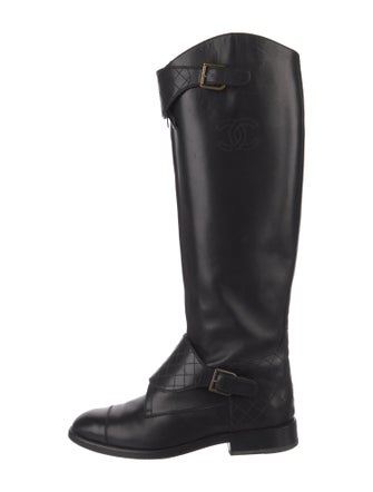 Chanel Interlocking CC Logo Leather Riding Boots