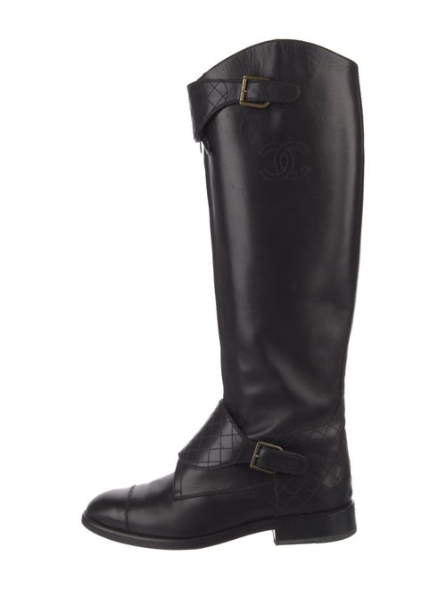 Chanel Interlocking CC Logo Leather Riding Boots