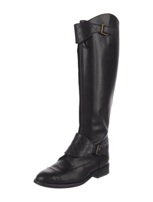 Chanel Interlocking CC Logo Leather Riding Boots