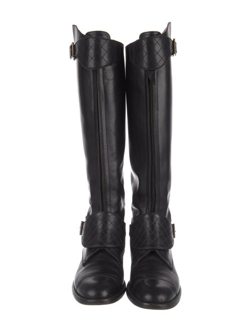 Chanel Interlocking CC Logo Leather Riding Boots
