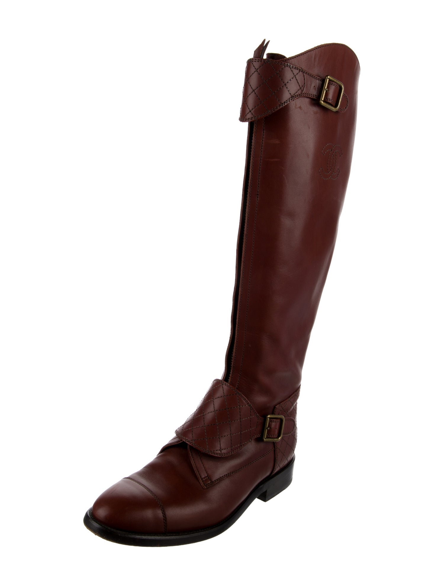 Chanel Interlocking CC Logo Leather Riding Boots
