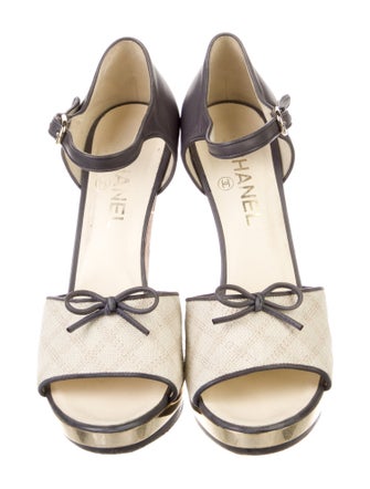 Chanel Interlocking CC Logo Tweed Sandals