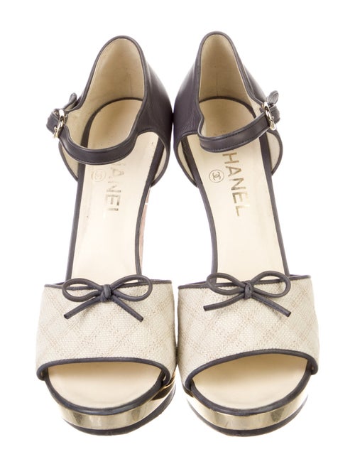 Chanel Interlocking CC Logo Tweed Sandals