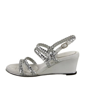 Chanel Interlocking CC Logo Leather Slingback Sandals