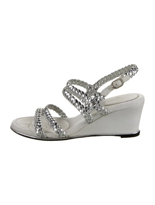 Chanel Interlocking CC Logo Leather Slingback Sandals