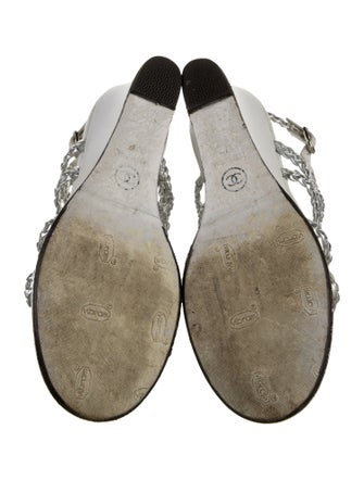 Chanel Interlocking CC Logo Leather Slingback Sandals