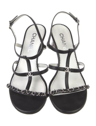 Chanel Interlocking CC Logo Leather Gladiator Sandals