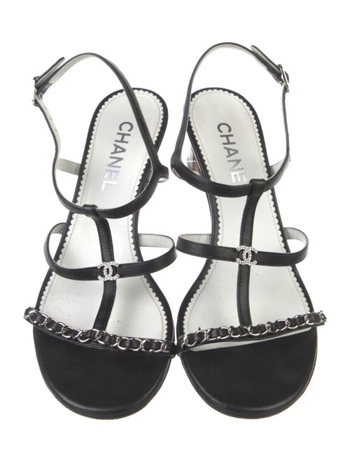 Chanel Interlocking CC Logo Leather Gladiator Sandals