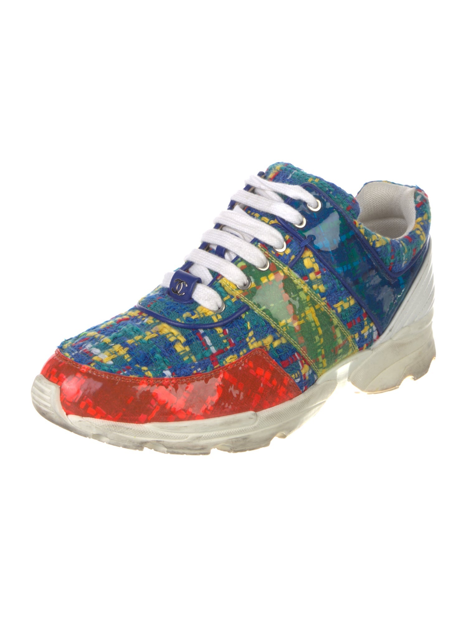 Chanel Interlocking CC Logo Tweed Sneakers