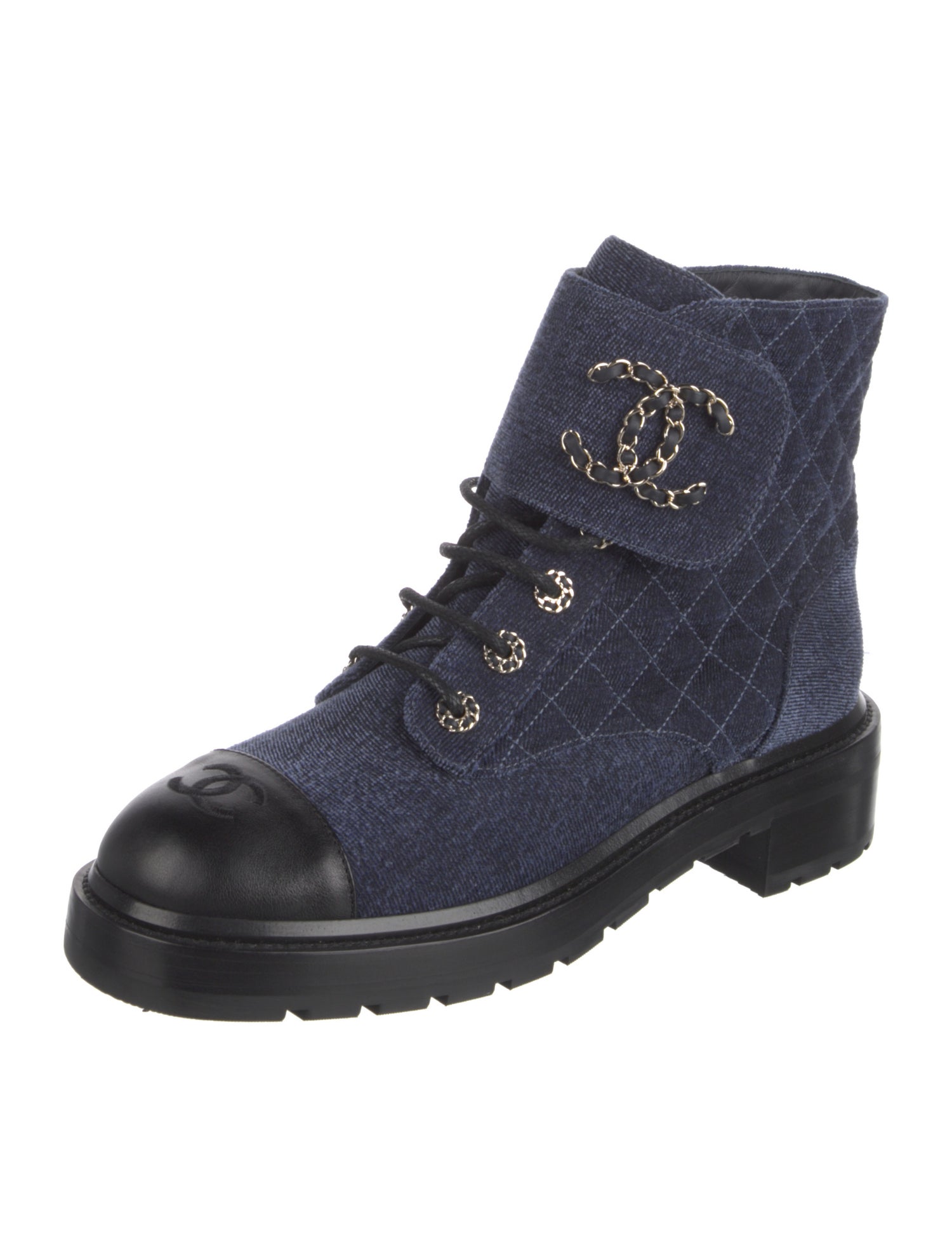 Chanel Interlocking CC Logo Combat Boots