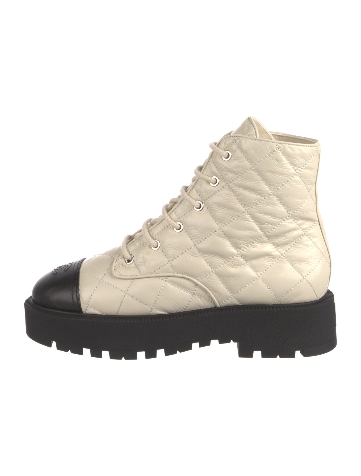 Chanel 2024 Interlocking CC Logo Combat Boots