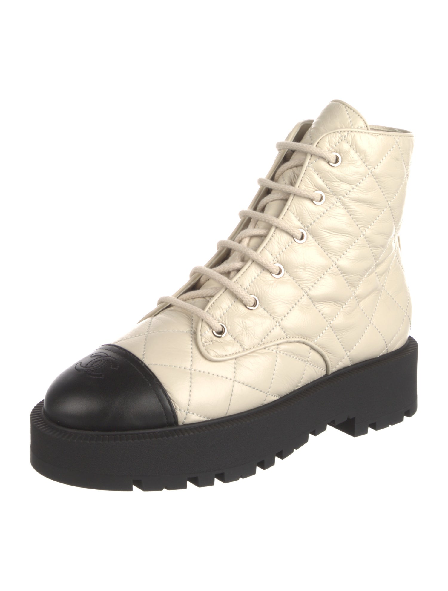 Chanel 2024 Interlocking CC Logo Combat Boots