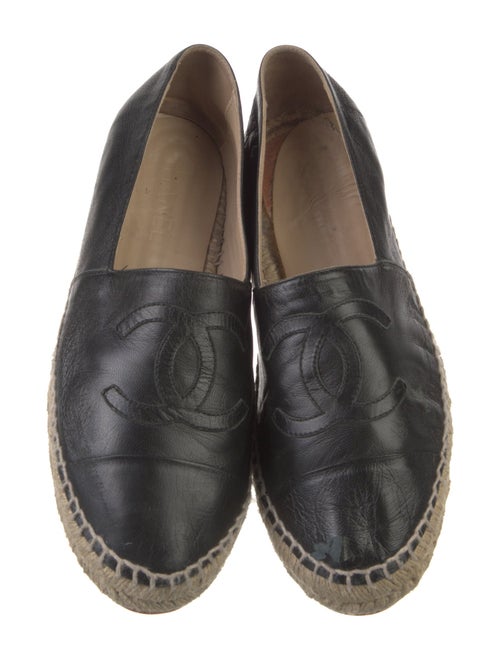 Chanel Interlocking CC Logo Leather Espadrilles