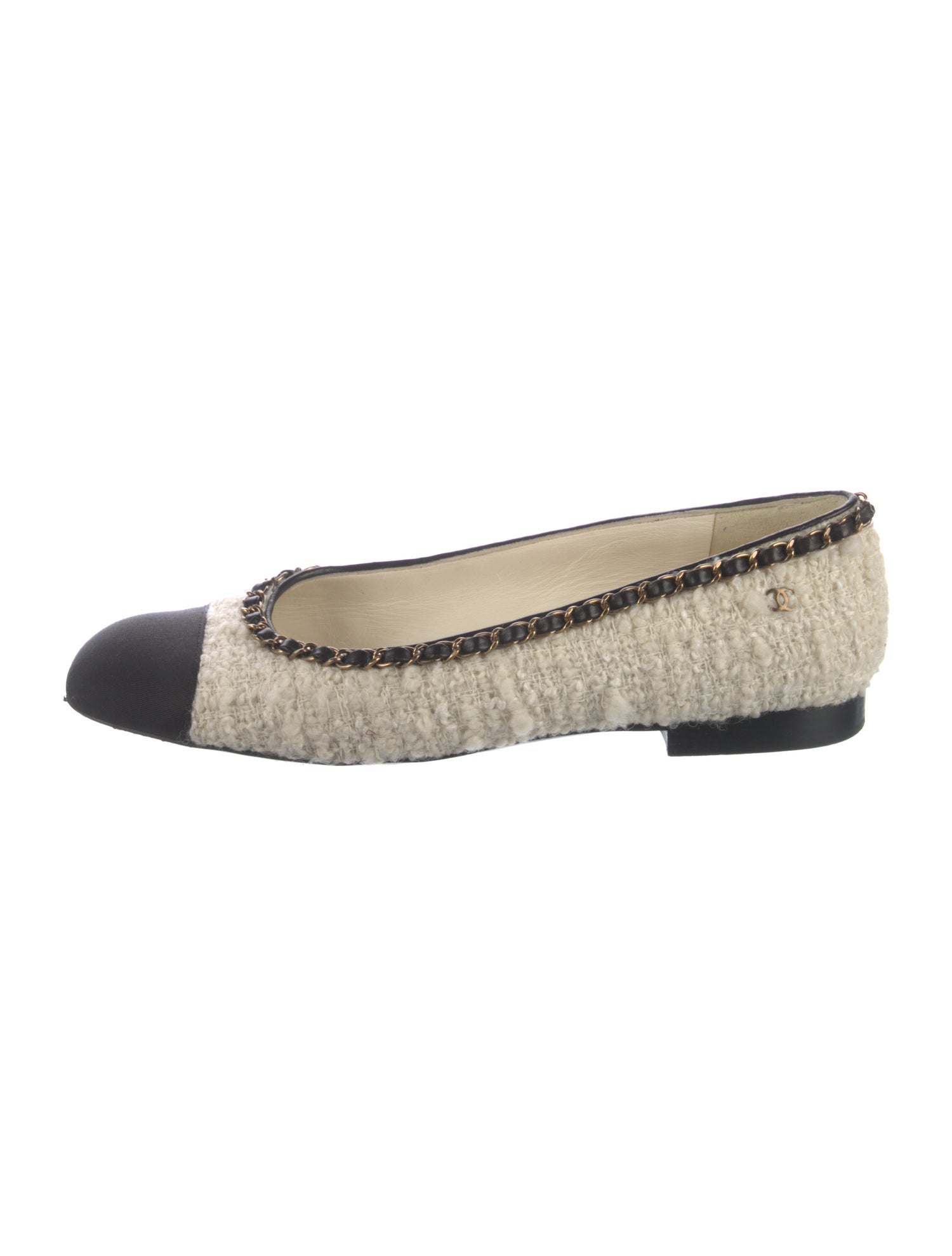Chanel Interlocking CC Logo Tweed Ballet Flats