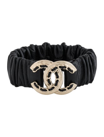 Chanel 2022 Leather Woven CC Stretch Bracelet