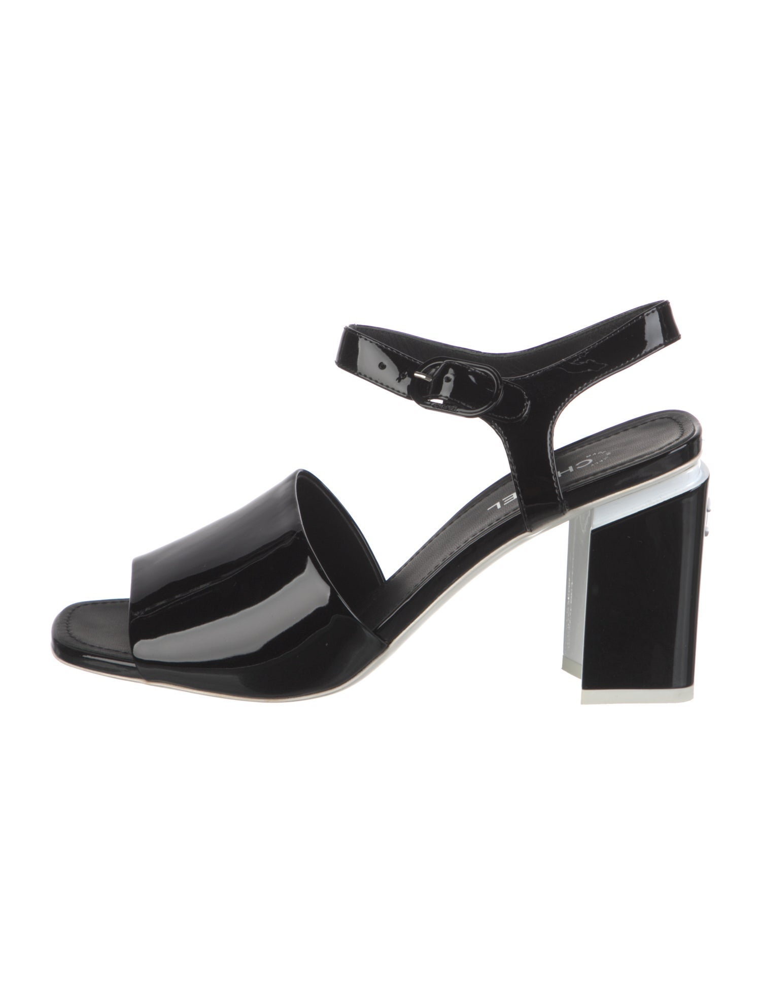 Chanel Interlocking CC Logo Patent Leather Slingback Sandals