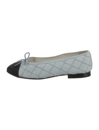 Chanel Interlocking CC Logo Denim Ballet Flats
