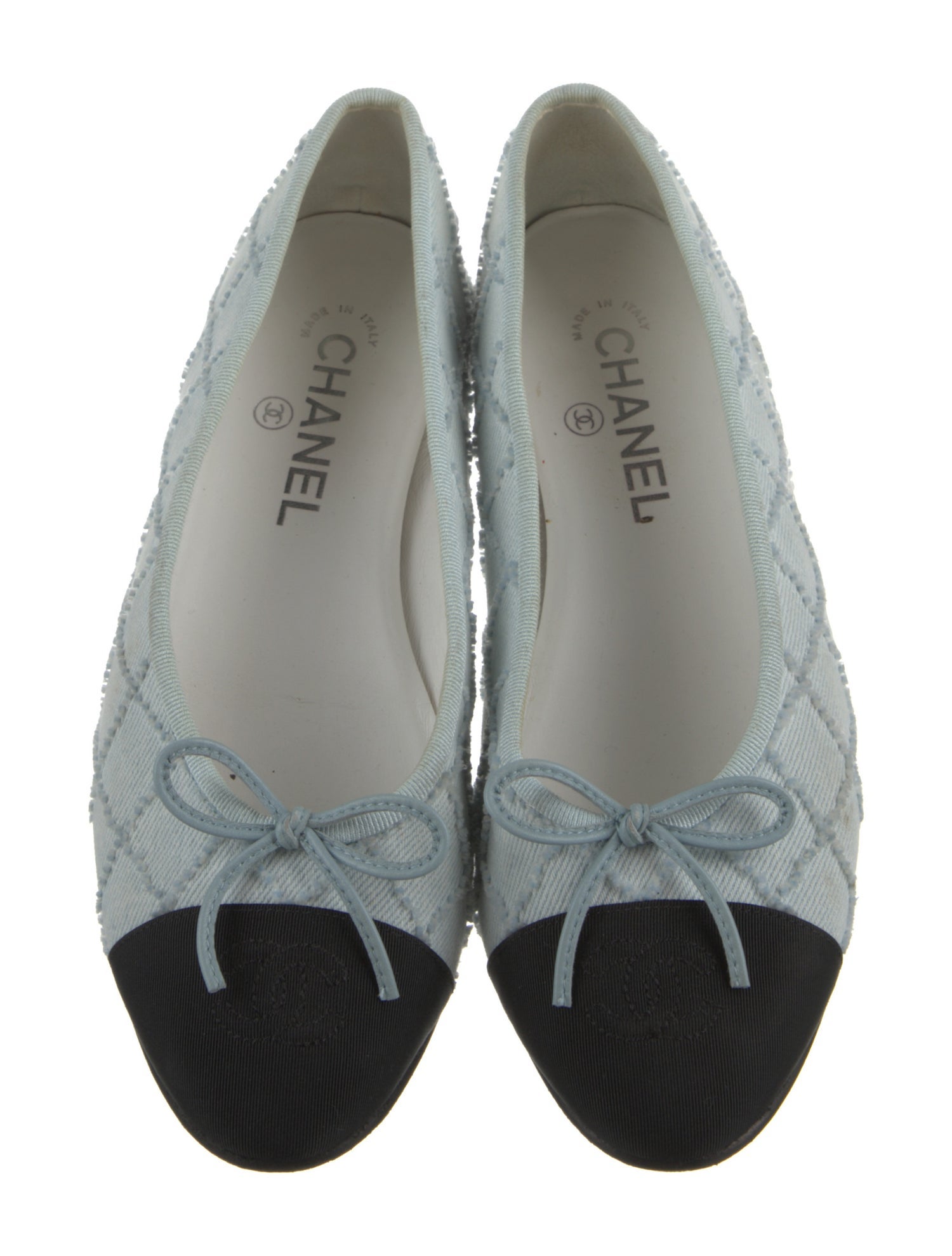 Chanel Interlocking CC Logo Denim Ballet Flats