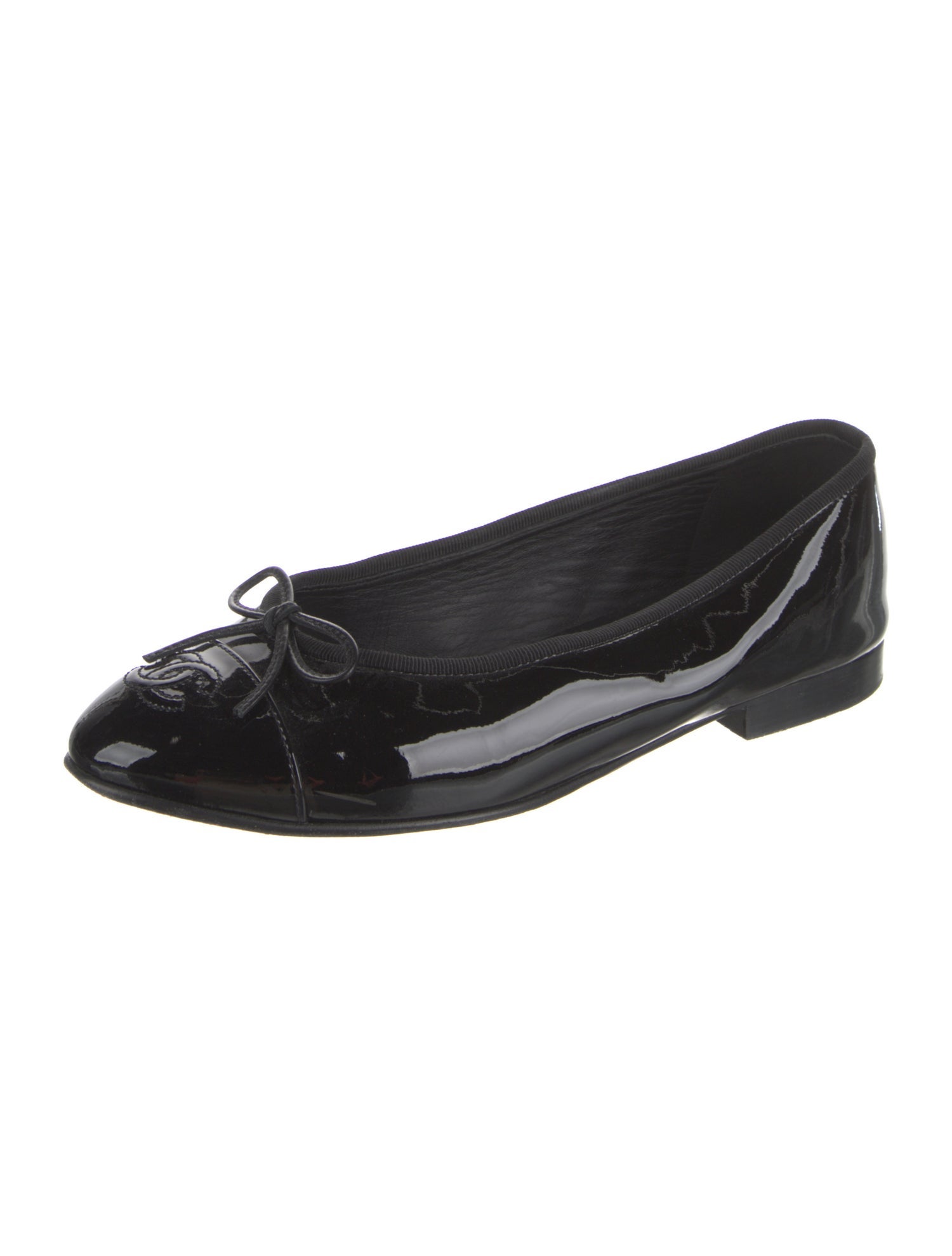 Chanel Interlocking CC Logo Patent Leather Ballet Flats