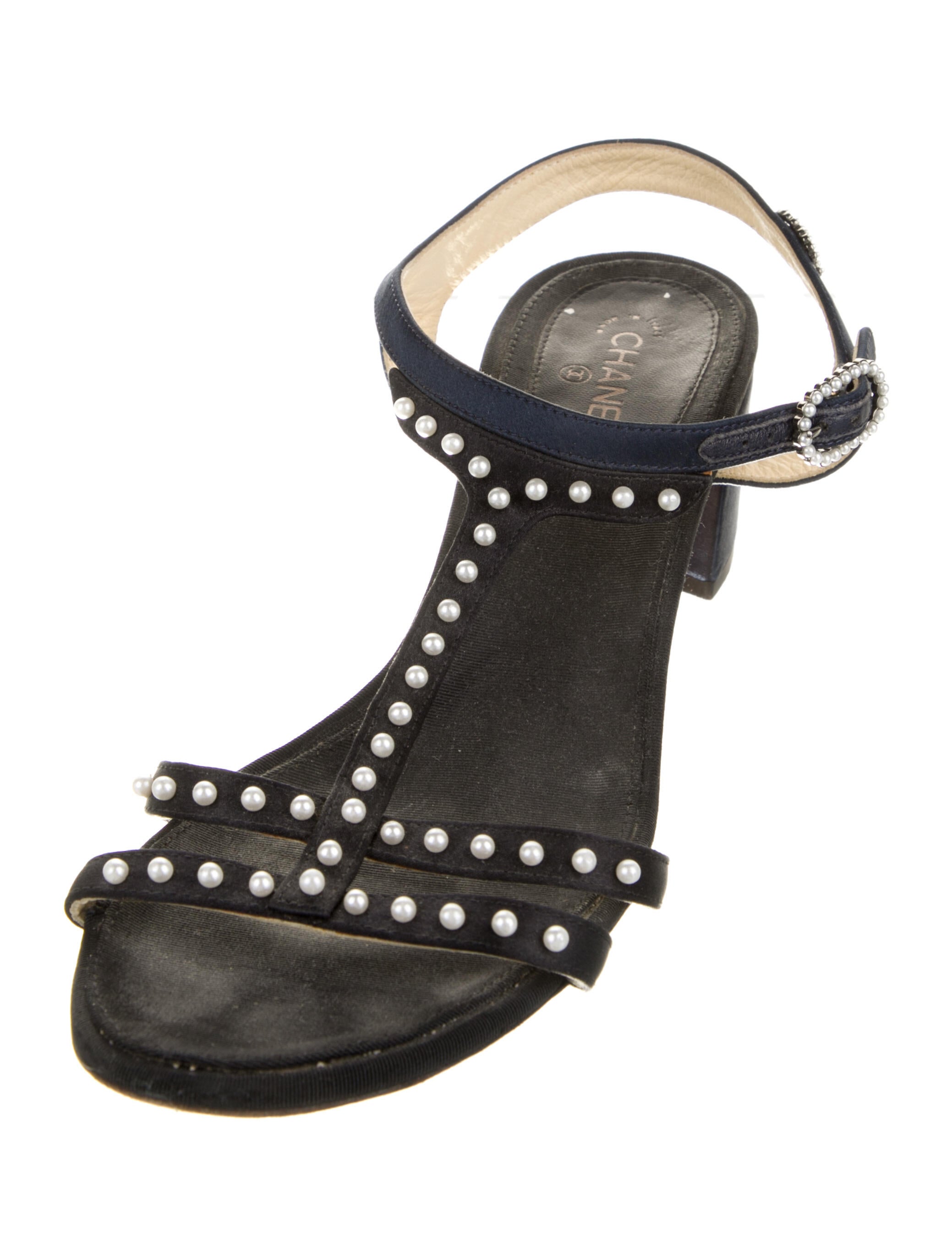 Chanel Interlocking CC Logo Satin Slingback Sandals