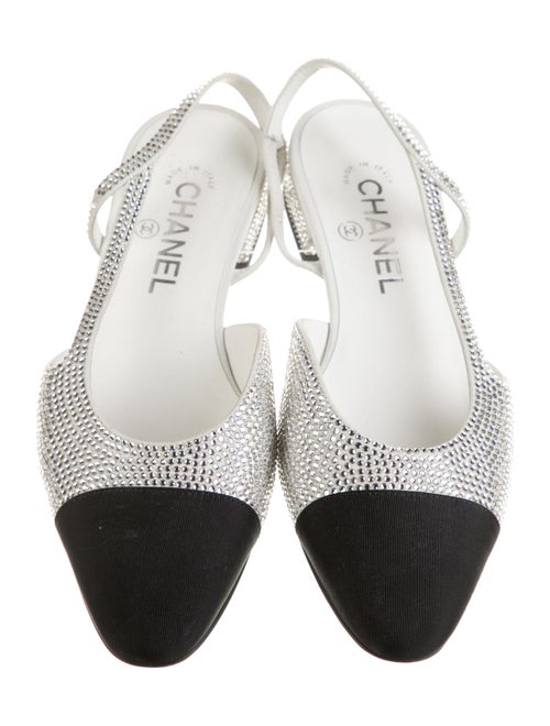 Chanel Interlocking CC Logo Crystal Slingback Flats