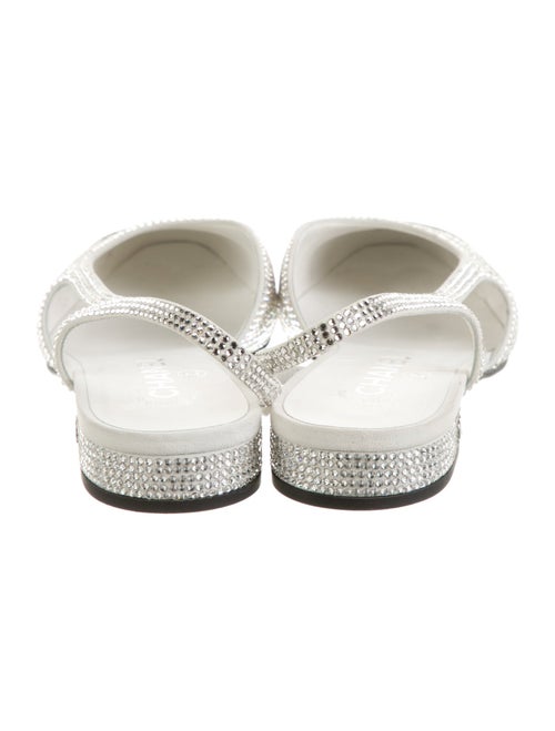 Chanel Interlocking CC Logo Crystal Slingback Flats