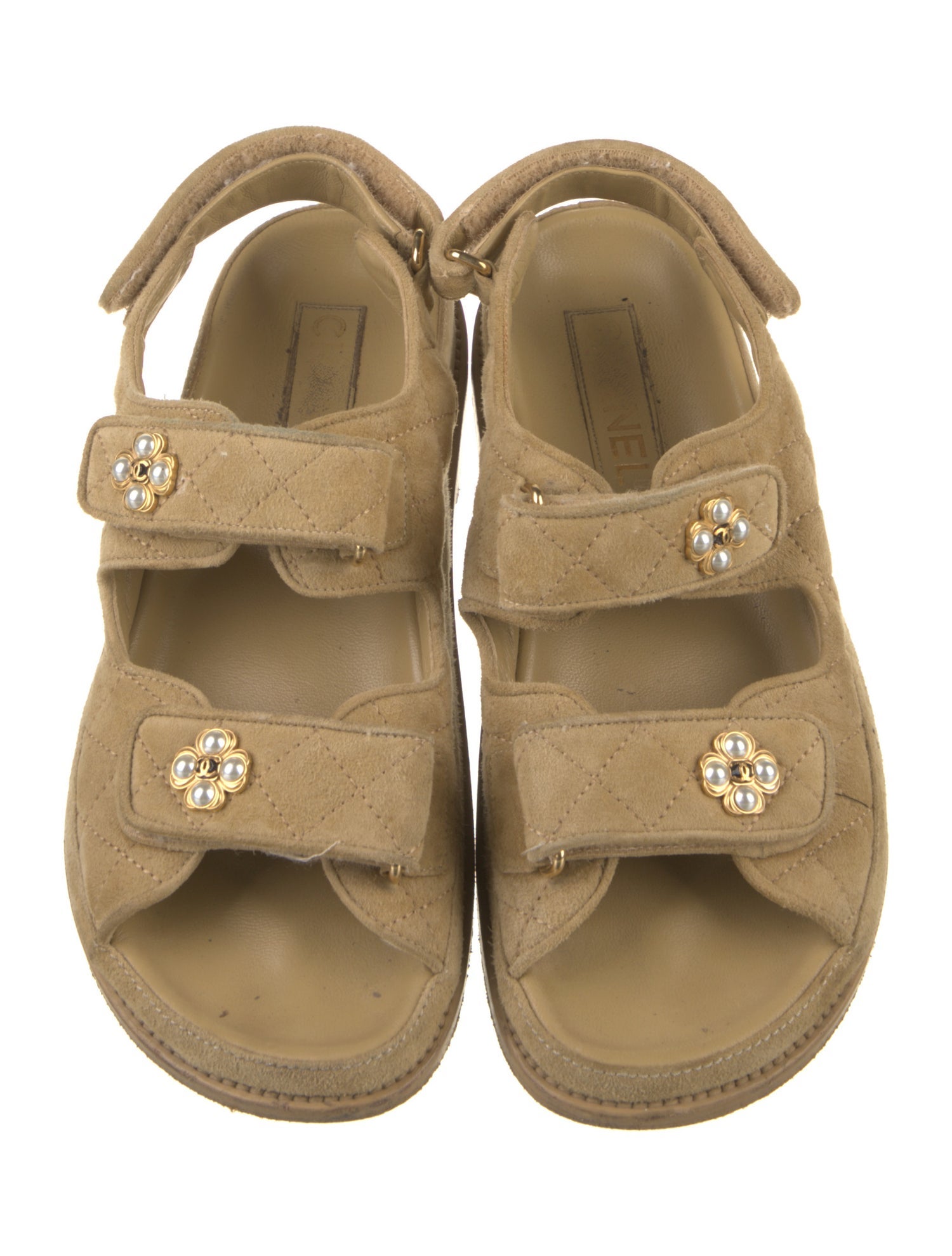 Chanel Interlocking CC Logo Suede Slingback Sandals