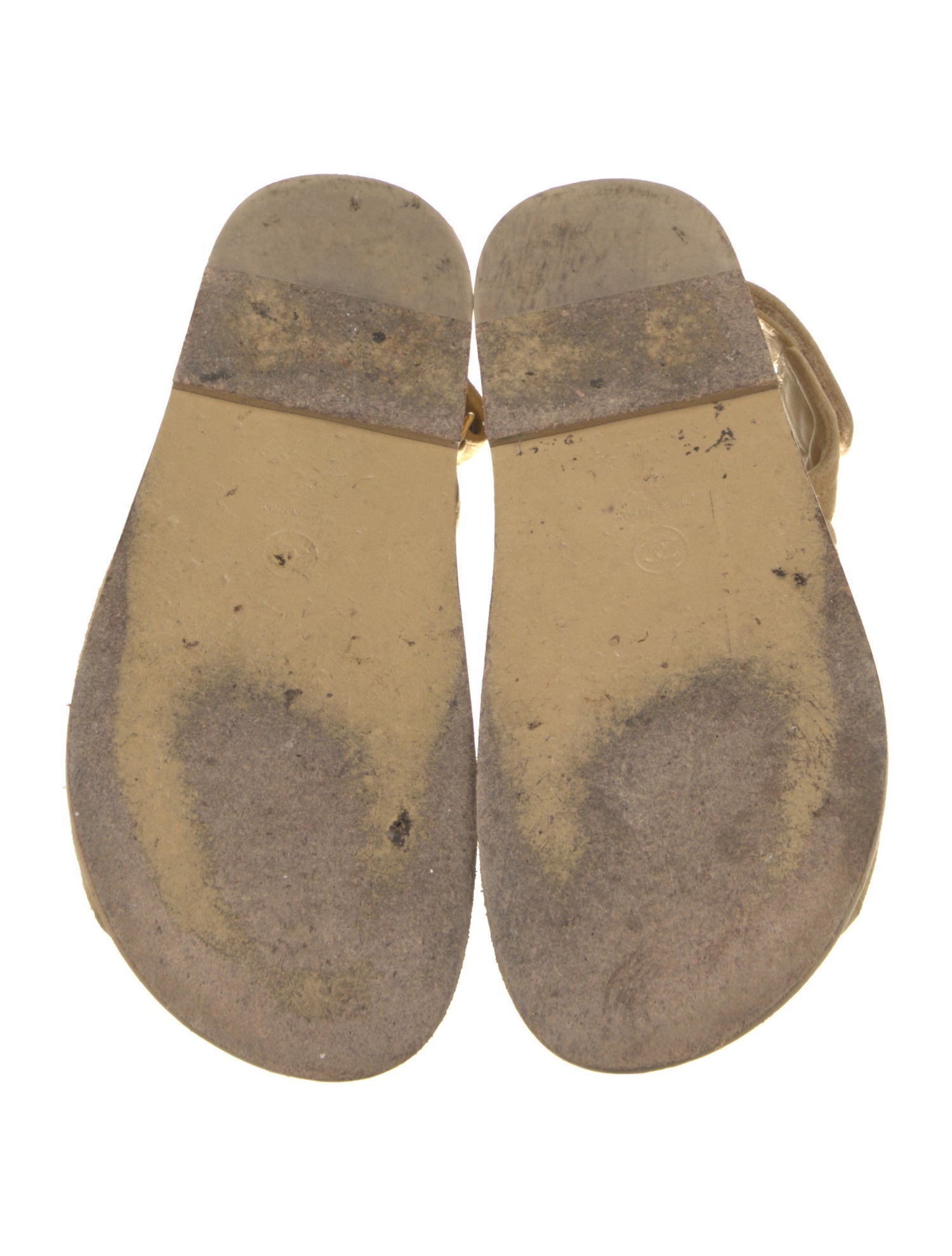 Chanel Interlocking CC Logo Suede Slingback Sandals