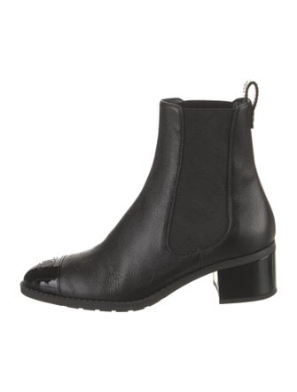 Chanel Interlocking CC Logo Leather Chelsea Boots